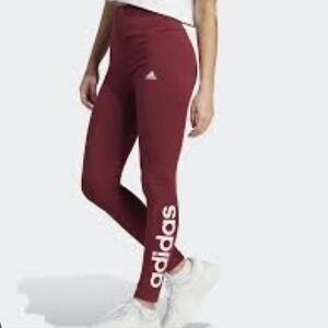 Adidas Maroon Leggings with White Logo